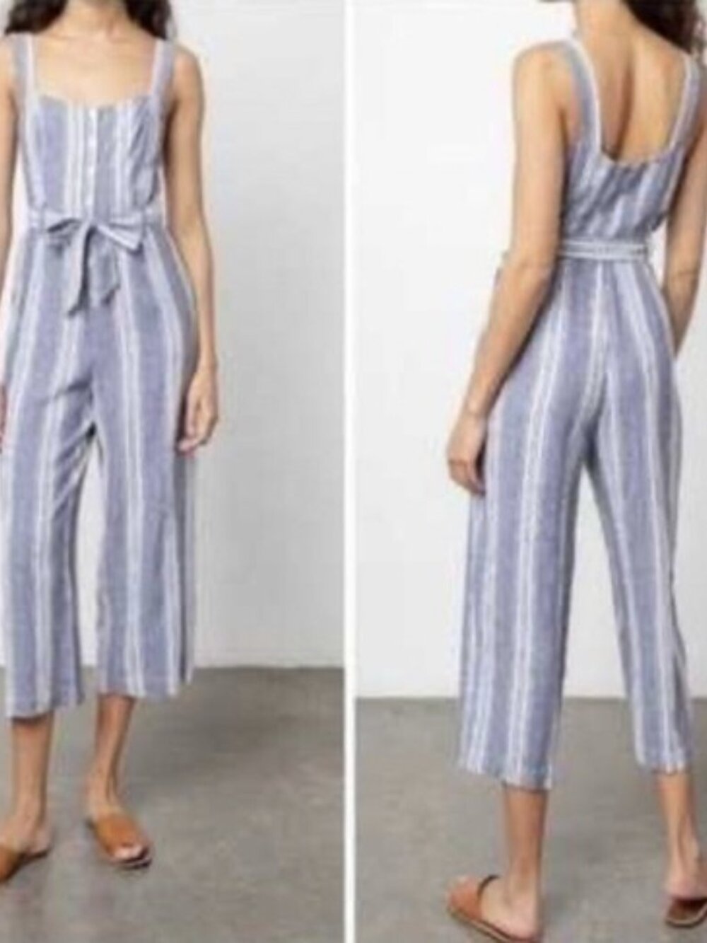 RAILS Kyraโ Seaport Striped Wide Leg Linen Blend Jumpsuit sz S